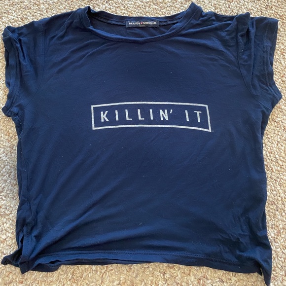 Brandy Melville Blue Killin’ It Crop Top - Picture 2 of 3